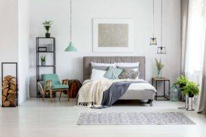 scandinavisch interieur slaapkamer bed