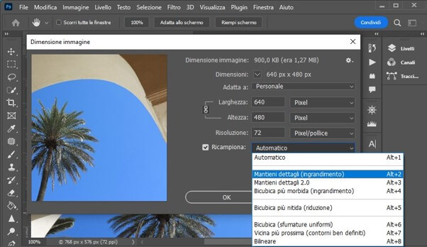 Screenshot di Photoshop: ingrandisci le immagini